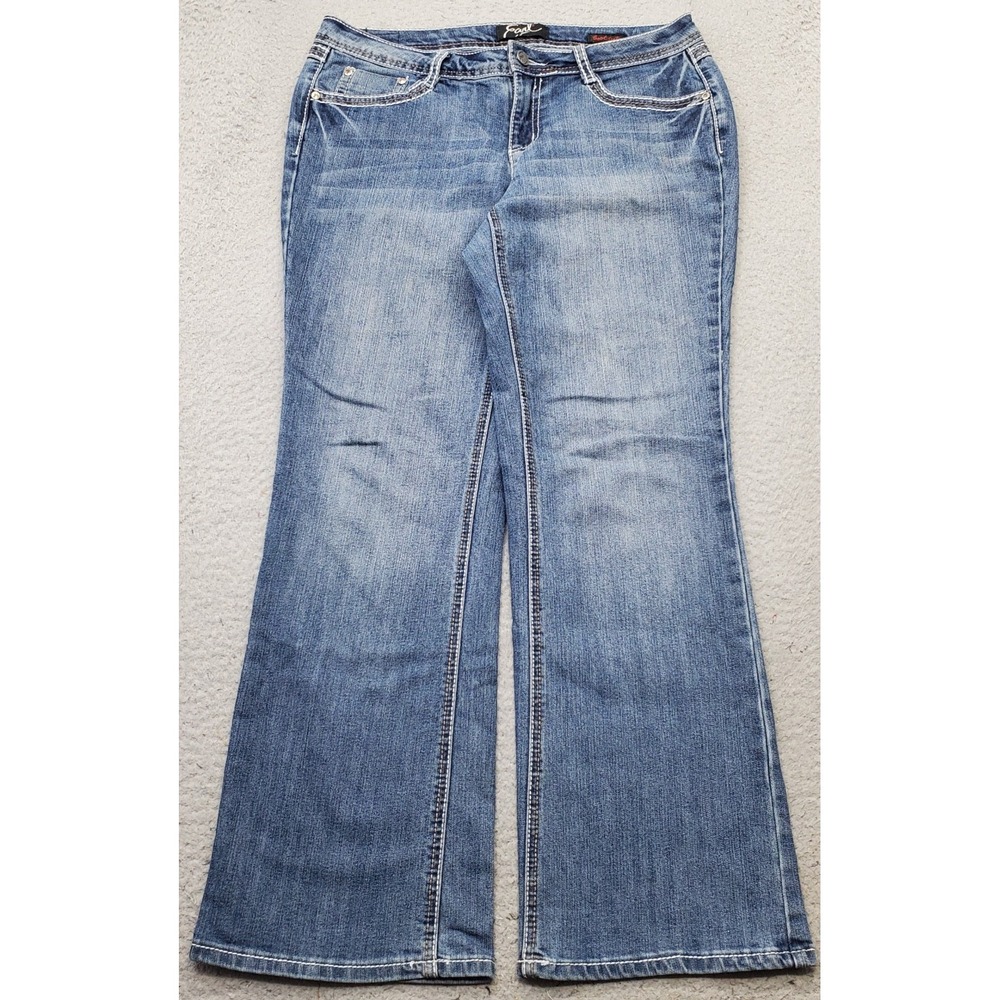 Earl Bootcut Jeans Women 8P Blue Denim Embroidered Rhinestone Pockets Streetwear